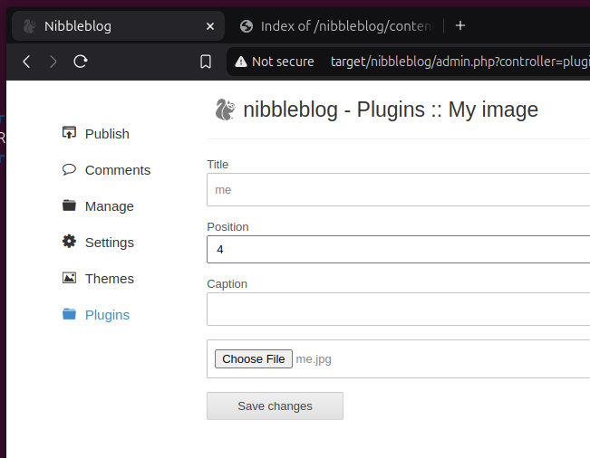 The admin area of the blog