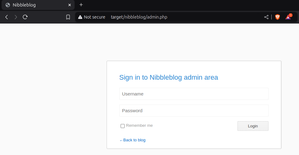 The login page for blog administrators