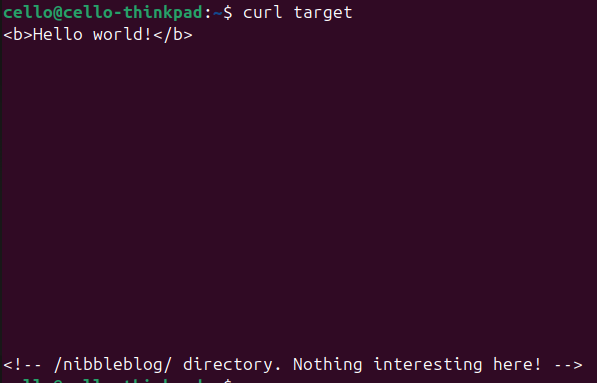 The response from cURLing the open http port