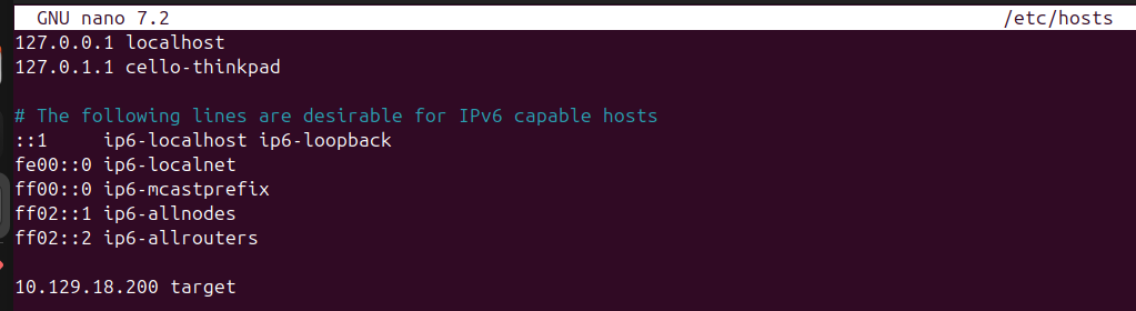 Alias target for the IP address in the etc/hosts file