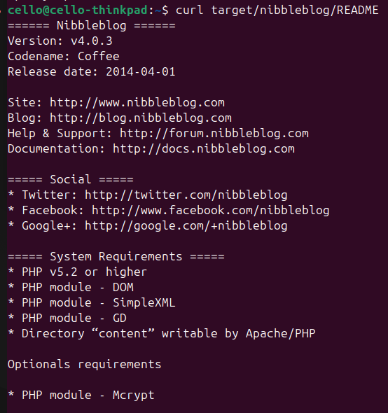 The contents of the found README file