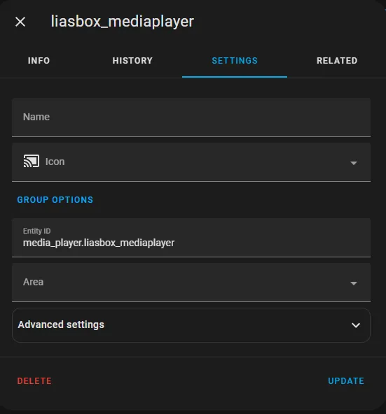 The helper entity to make the media player of the DIY box easily swappable