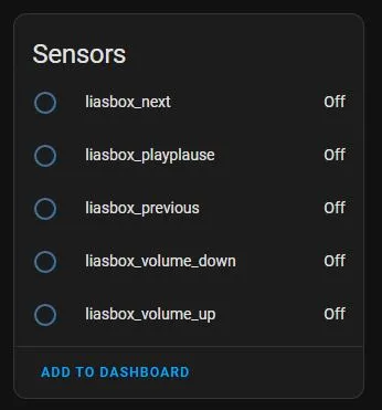 The buttons as binary sensors in Home Assistant
